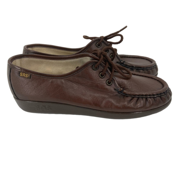 SAS Siesta Loafer Comfort Shoes Supple Leather Lace Up Brown Women's Size 8.5 - Picture 1 of 12